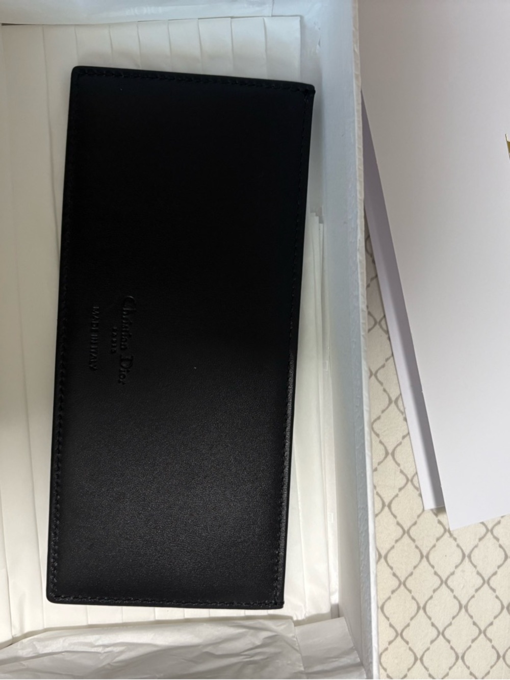 NEW Authentic Dior Black Smooth Calfskin Leather Long Card Holder